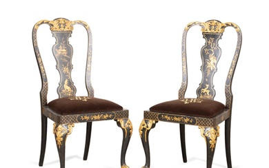 PAIR GEORGE II STYLE GILT CHINOISERIE SIDE CHAIRS