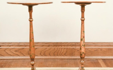 PAIR OF ANTIQUE ADAM STYLE PAINTED CANDLE STANDS