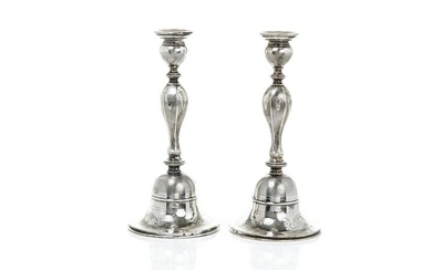 PAIR OF AUSTRO-HUNGARIAN SILVER CANDLESTICKS, 489g