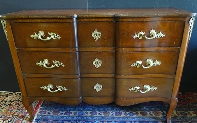 PR. OF BRONZE MOUNTED COUNTRY FRENCH 3 DRAWER CHESTS