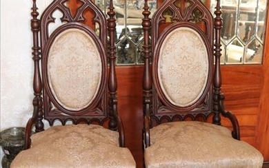Pair of Gothic Hip Rest Parlor Chairs
