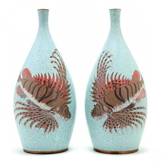 Pair of Large Cloisonne Vases, Retailed through Saks