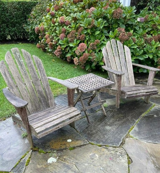 Pair of Outdoor Classics Teak Adirondack Style Chairs