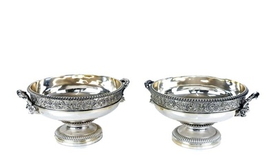 Pair of Sterling Silver Neoclassical Compotes