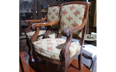 Pair of mid 19th century French mahogany armchairs (2)