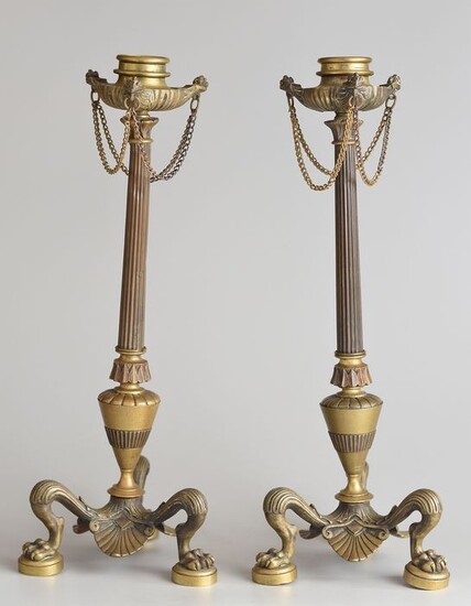 Pair of torches (2) - Napoleon III - Bronze (patinated) - 19th century