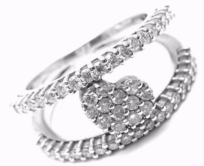 Pasquale Bruni 18k White Gold Diamond Heart Band Ring