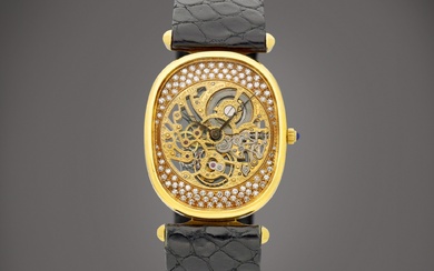 Patek Philippe Ellipse, Reference 3881 | A yellow gold and diamond-set skeletonised wristwatch, Circa 1982 | 百達翡麗 | ELLIPSE 型號3881 | 黃金鑲鑽石鏤空腕錶，約1982年製