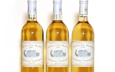 Pavillon Blanc du Chateau Margaux, Margaux, 1995, 1 bottle and 1997, 2 bottles, 3 bottles in total