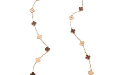 Pink Gold and Wood 'Alhambra Bois D'Amourette' Necklace, France, Van Cleef & Arpels