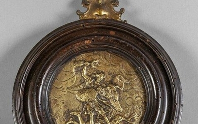 Placca in bronzo dorato raffigurante San Michele