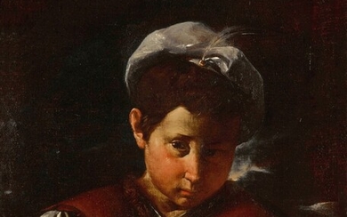 Portrait of a boy, head and shoulders, in a red doublet and white cap, Pier Francesco Mola