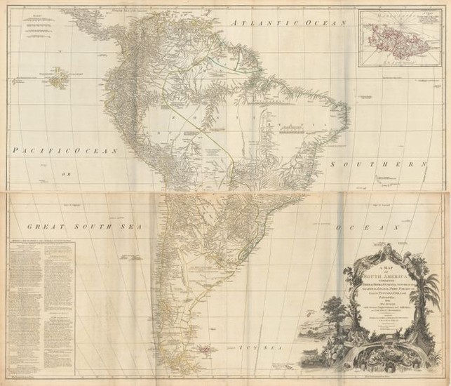 Price reduced by $100, "[On 4 Sheets] A Map of South America Containing Tierra-Firma, Guayana, New Granada Amazonia, Brasil, Peru, Paraguay, Chaco, Tucuman, Chili and Patagonia. From Mr. d'Anville...", Laurie & Whittle
