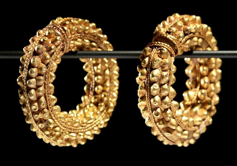 Published Archaic Greek 18K+ Gold Earrings (pr)