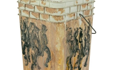Purvis Young Miami Outsider Art Painting on Bucket