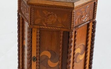 Quality Arts & Crafts Folk Art Carved Side Cabinet