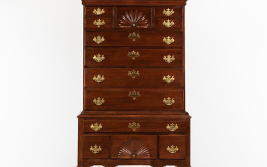 Queen Anne Carved Cherry High Chest of Drawers