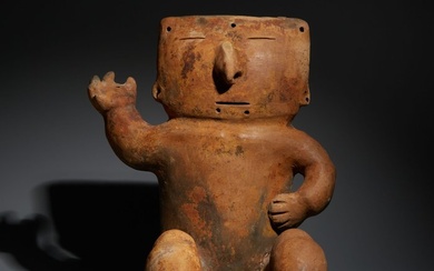 Quimbaya, Colombia, Terracotta Anthropomorphic Figure. 400-700 AD. 25 cm H. With Spanish Import license.