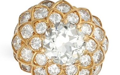 RENE BOIVIN, A DIAMOND BOMBE RING in 18ct yellow gold, set to the centre with an old European cut