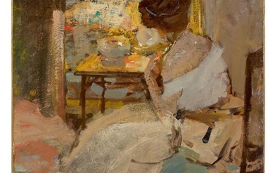 RICHARD EDWARD MILLER | WOMAN IN A WHITE DRESS (LADY IN A WHITE EVENING GOWN)