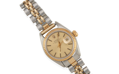ROLEX: AN 14K GOLD AND STAINLESS STEEL 'OYSTER PERPETUAL DATE'...