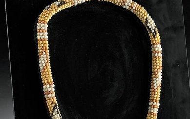Rare 19th C. Tahitian Polychrome Shell Hei Necklace