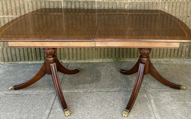 Regency Two Pedestal Dining Room Table W Inlay