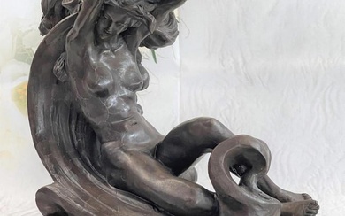 Reiner Inspired Goddess Of Love & Beauty Bronze Sculpture On Marble Base - 12" x 11"