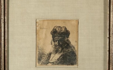 Rembrandt Old Bearded Man in High Fur Cap Etching