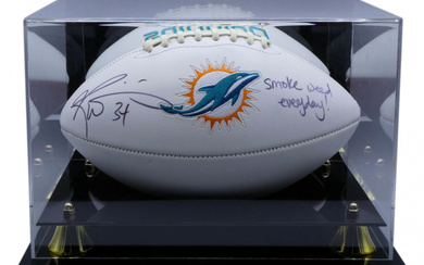 Ricky Williams Signed Dolphins Logo Football Inscribed "Smoke Weed Everyday!" with Display Case (PSA)