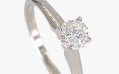 Ring - 14 kt. White gold, 0.50 ct Diamonds - 0.50 ct Center stone - VVS2 - IGI certified Diamond (Natural)