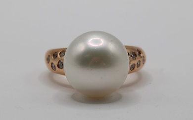 Ring - 18 kt. Rose gold - 0.28 tw. Diamond (Natural) - Pearl