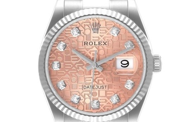 Rolex Datejust Steel White Gold Pink Diamond Dial Mens Watch