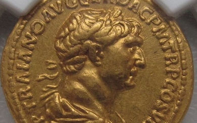 Roman Empire. Trajan (AD 98-117). Gold Aureus,Rome mint - Bonus Eventus standing left, beauty - NGC graded Ch XF, Strike: 5/5, Surface: 3/5