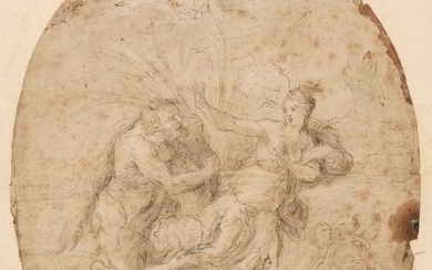 Roman School. Nymph chased by a Satyr, early 17th century, pen and brown ink