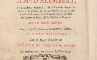 Rousseau citoyen de Genève à M. d'Alembert. Amsterdam, 1758. In-8. Broché, emboîtage. Édition originale., Rousseau, Jean-Jacques