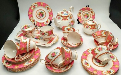 Royal Albert - Bone China England - Tea service (34) - Old Country Roses - Enamel, Gold, Porcelain