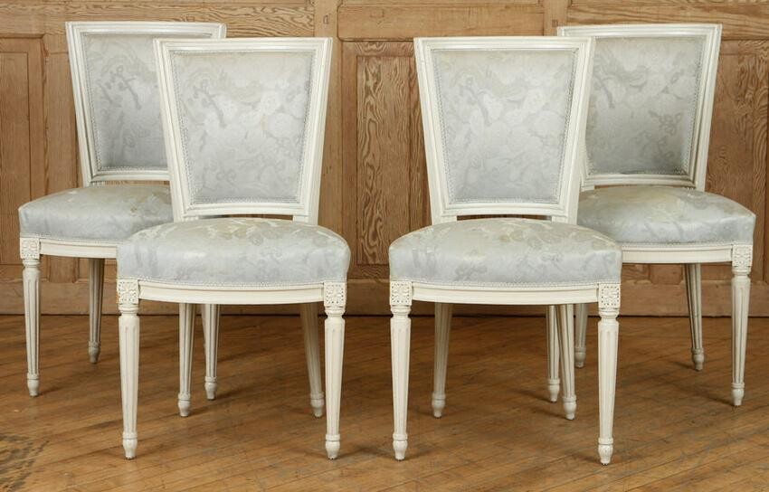 SET 4 CARVED LOUIS XVI STYLE SIDE CHAIRS C.1910