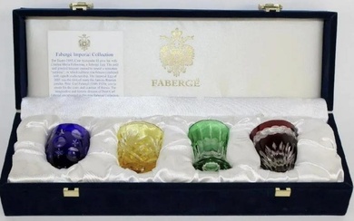 SET OF 4 IMPERIAL FABERGE CRYSTAL SHOT GLASSES