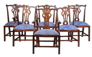 (SET OF 6) CHIPPENDALE STYLE DINING CHAIRS (2 ARM/4 SIDE)