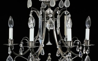 SILVER AND CRYSTAL CHANDELIER H 28'' W 21''