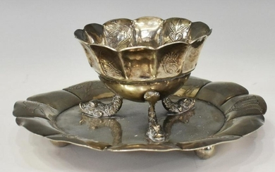 SPANISH COLONIAL SILVER TWO-TIER VESSEL, MEXICO