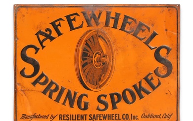 Safe Wheels Spring Spokes Single-Sided Embossed Tin Sign