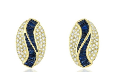 Sapphire and Diamond Earrings, Italian