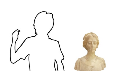 Sculpteur toscan de la fin du 18e siècle/début du 19e siècle. Demi-buste en albâtre de...