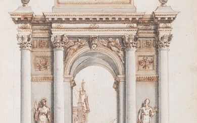Scuola del XVIII secolo Studio di arco trionfale in onore di Federico II il Grande, re di Prussia