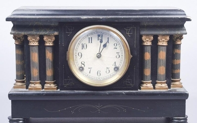 Sessions black painted wood mantle clock