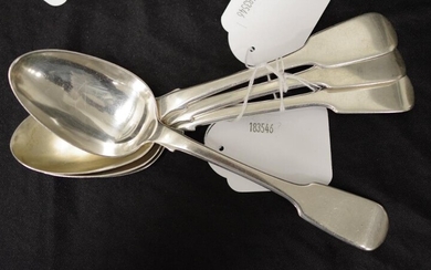 Set four William IV sterling silver soup spoons London...