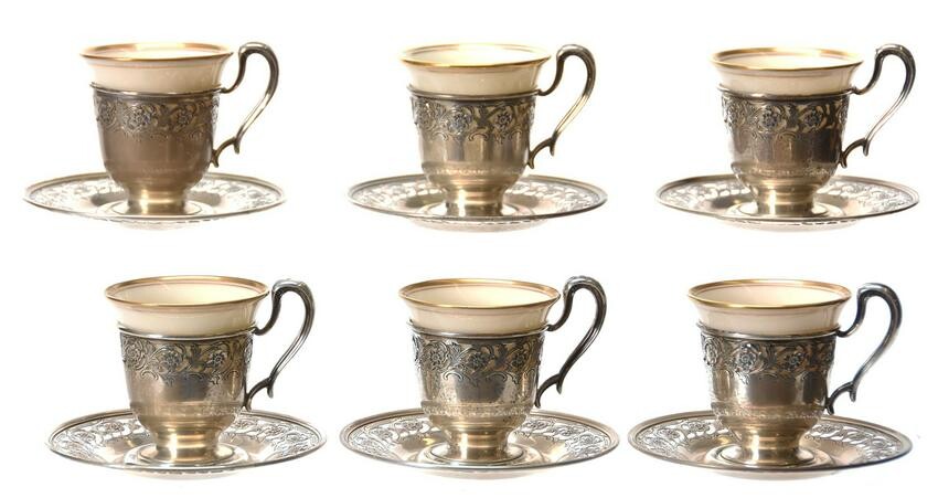 Set of 6 Lenox Demitasse Cups & Saucers