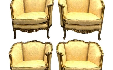 Set of Four Bergere Armchairs Louis XV Style